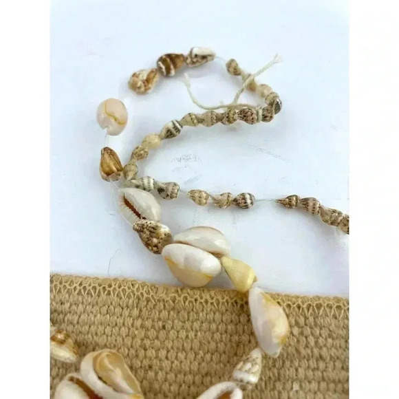 VTG Cowrie Shells Natural Seashells Beaded Long Necklace Handmade 36" - Picture 7 of 9